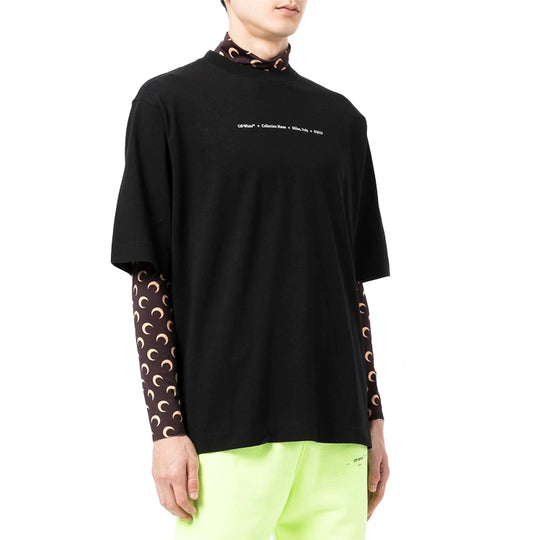 Men's Off-White FW21 Arrow Pattern Alphabet Short Sleeve Loose Fit Black T-Shirt OMAA119F21JER0071001