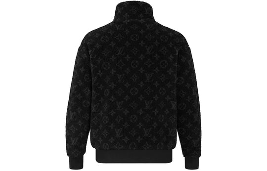 LOUIS VUITTON LV Monogram Fleece Full Logo Zipper Jacket Unisex Black 1A5VFA