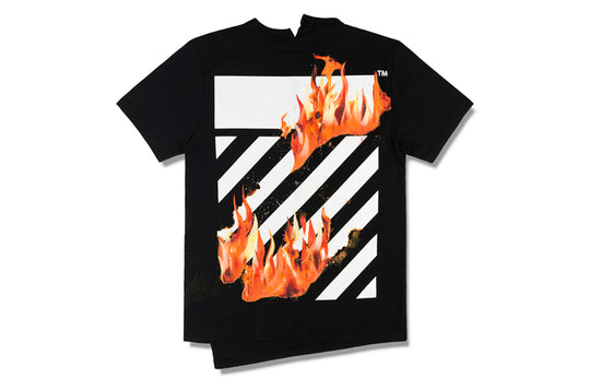 Off-White Virgil Abloh Black Diag Fire Short Sleeve OMAA032S181850781088