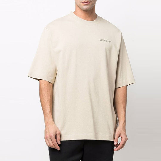 Off-White SS22 Logo Round Neck Pullover Short Sleeve Loose Fit Khaki OMAA119S22JER0041710