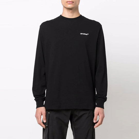 Men's Off-White SS22 Caravaggio Arrow Alphabet Long Sleeves Loose Fit Black T-Shirt OMAB064C99JER0031001