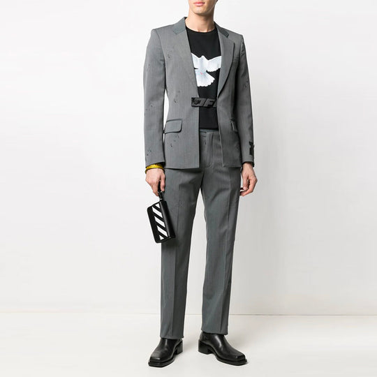 Men's Off-White SS21 Logo Gray Long Pants/Trousers OMCA173R21FAB0010808