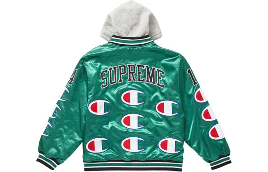 Supreme Champion Hooded Satin Varsity Jacket 'Kelly Green' SUP-FW18-556