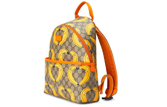 Gucci Printing Logo Canvas Schoolbag Backpack Ebony / Orange Yellow Candy 271327-22DBN-8303