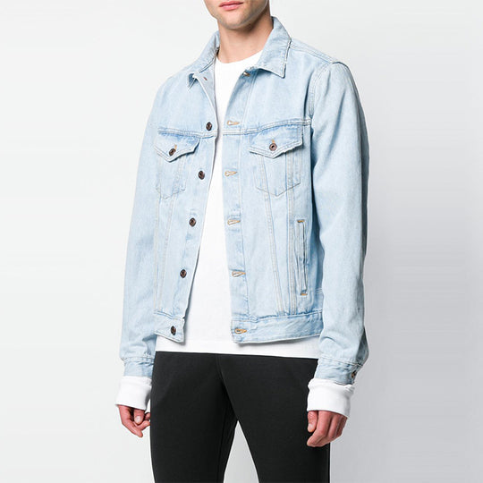 Off-White Logo Printing Denim Jacket Light Blue OMYE019S193860167188