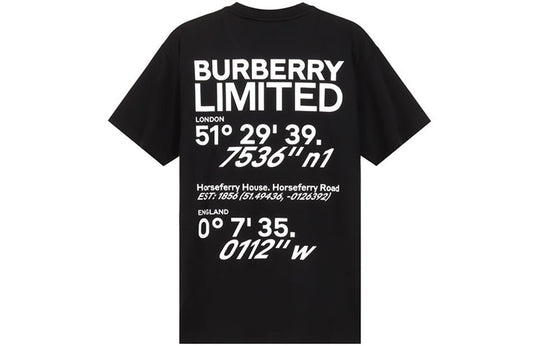 Burberry Address Alphabet Printed Cotton Loose Short Sleeve For Black 80372911