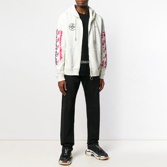 Off-White c/o virgil abloh men's white stencil diagonals zipped OMBE001R190030150228