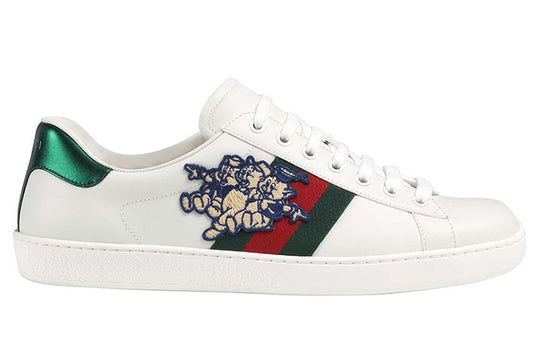 Gucci Ace Piggy Embroidered Shoes/Sneakers White 552868-DOPE0-9064