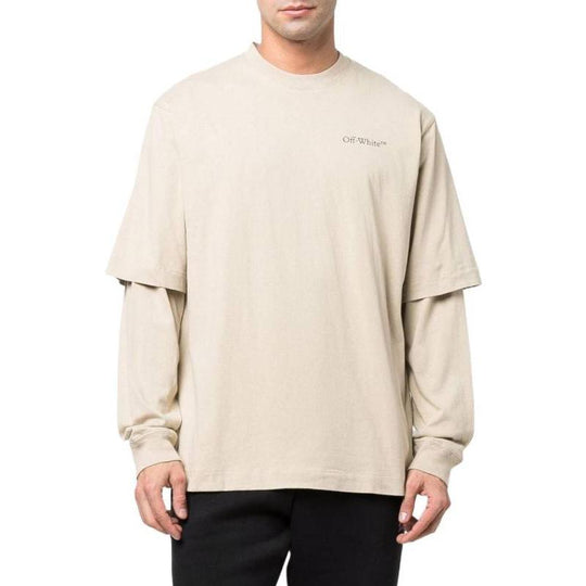 Men's Off-White SS22 Back Painting Printing Long Sleeves Loose Fit T-Shirt OMAB068S22JER0011710