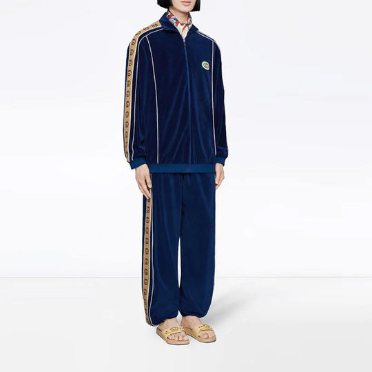 Gucci Velour Taped Oversized Track Pant 'Blue' 574097-XJA6U-4541