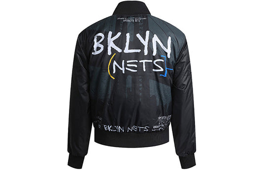 Nike MENS City Edition Courtside Brooklyn Nets Casual Tat Baseball Jacket Black CN1431-010