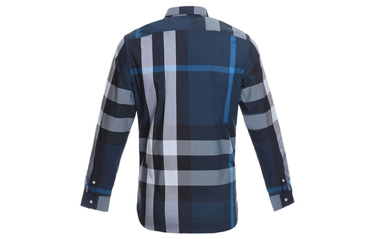 Men's Burberry Classic Plaid Long Sleeves Shirt Blue 40561581