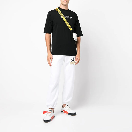 Off-White FW21 Logo Printing Round Neck Pullover Short Sleeve Loose Fit Black OMAA119F21JER0051001