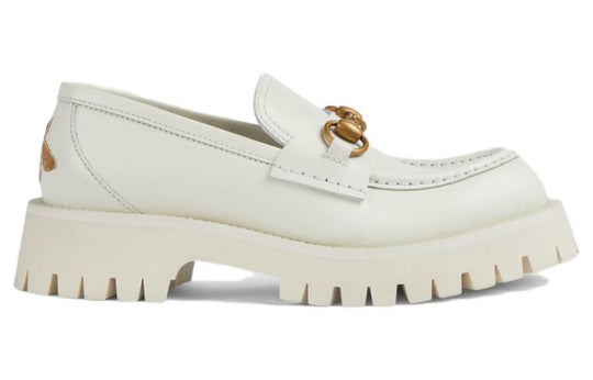 (WMNS) Gucci Rubber Lug sole Horsebit Loafer 'White Leather' 761987-DS800-9050