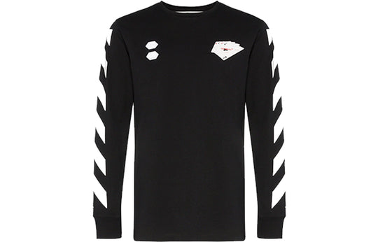 Off-White MENS Virgil Abloh Diag Hand Card Long Sleeve Tee Black OMAB001E191850111088