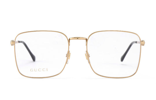 Gucci Horsebit Gold Color Square Frame Retro Minimalistic Metallic Black Lens Gold Color GG0951O-002