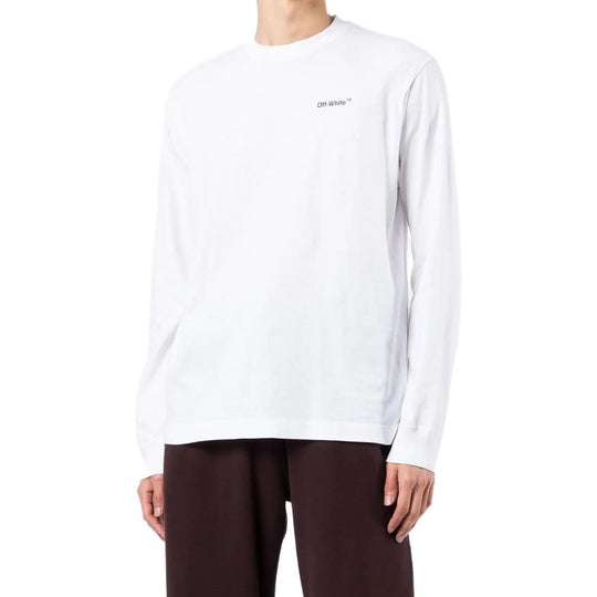 Men's Off-White SS22 Logo Printing Long Sleeves White T-Shirt OMAB064C99JER00301100110