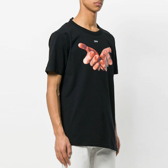 Men's Off-White C/O VIRGIL ABLOH Short Sleeve Black T-Shirt OMAA032S181850911088