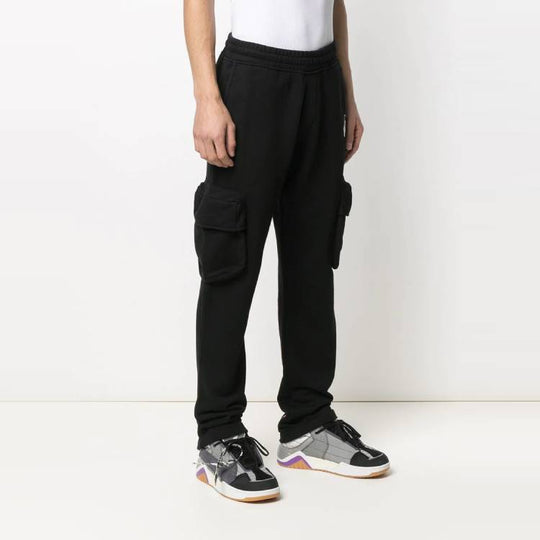 Off-White SS21 Logo Pocket Casual Sports Pants Black OMCH036R21FLE0021032