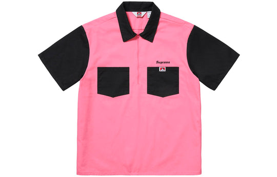 Supreme Ben Davis Half Zip Work Shirt 'Pink Black' SUP-FW19-400