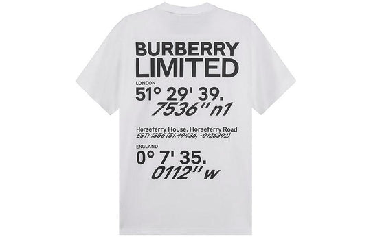 Burberry Alphabet Printing Cotton Loose Short Sleeve White 80372921