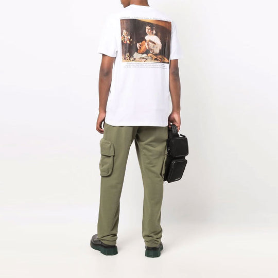 Men's Off-White FW21 Caravaggio Printing Short Sleeve White T-Shirt OMAA027F21JER0110184