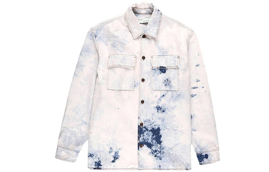 Off-White Colour Colour Rendering Ink Lapel Loose Denim Jacket Men White OMYD017R203860201414