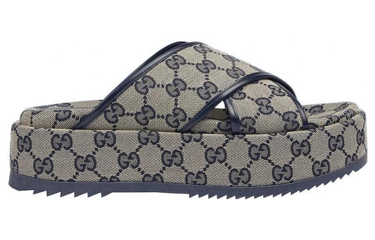 (WMNS) Gucci GG Platform Slide Sandal 'GG Motif - Beige Blue' 692842-H6320-4061