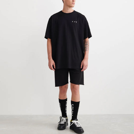 Men's Off-White SS22 Back Caravaggio Short Sleeve Loose Fit Black T-Shirt OMAA038C99JER0061001