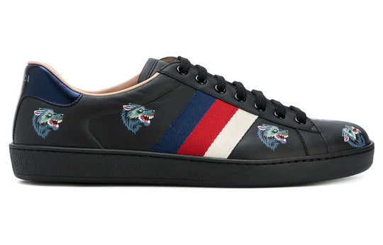 Gucci Wolf Pattern Casual Skate Shoes Black 386750-0H810-1162