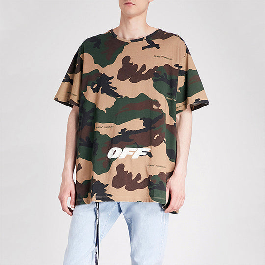 Off-White Alphabet Embroidered Short Sleeve Unisex Camouflage OMAA038E181850219901