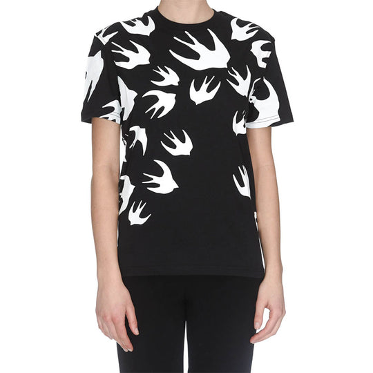 McQ Alexander McQueen Swallow Printing Pattern Short Sleeve Black 318978-RLT71-1000