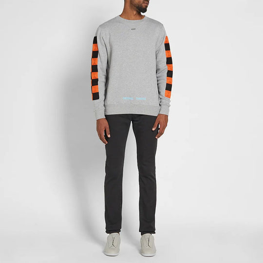 Off-White Back Printing Plaid Round Neck Pullover Version Gray OMBA003F171920230719