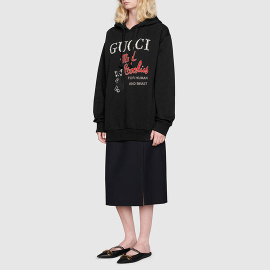 (WMNS) Gucci Mad Cookies Embroidered Hoodie 'Black' 615061-XJC0C-1082
