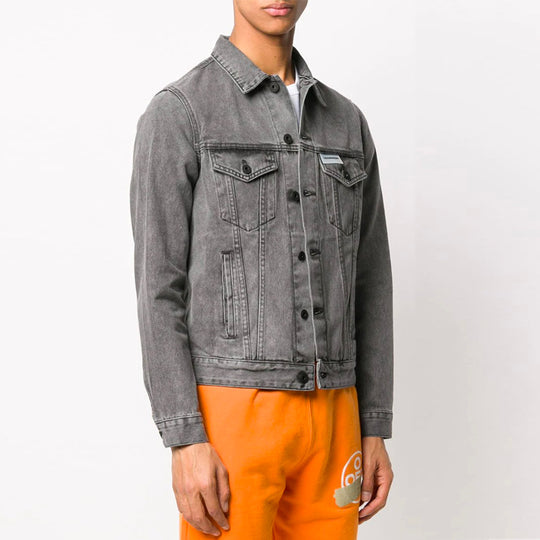 Men's Off-White Arrow Denim Jacket Gray OMKY002R20E540200810