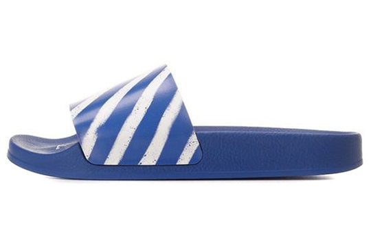 Off-White Diag Stripe Slippers Blue/White OMIC001S21MAT0024501