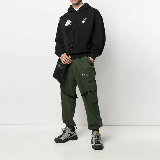 Off-White SS21 Cargo Casual Long Pants Loose Fit Green OMCF004S21FAB0025701