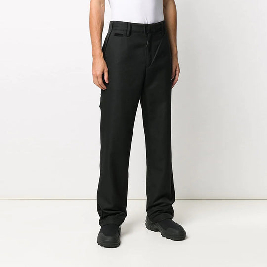 Men's Off-White Multiple Pockets Straight Solid Color Casual Long Pants/Trousers Black OMCG023F20FAB0011000