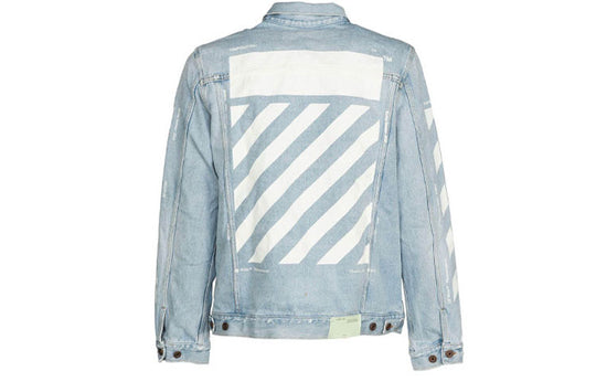 Off-White Classic Printing Jacket Denim Ordinary Version Blue OMYE001G20DEN0017101