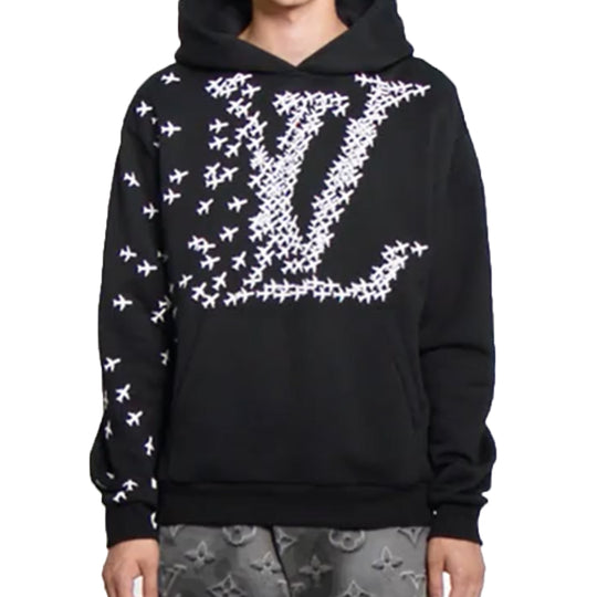 LOUIS VUITTON LV Printed Hooded Long Sleeve Sweatshirt For Men Black 1A5WAX