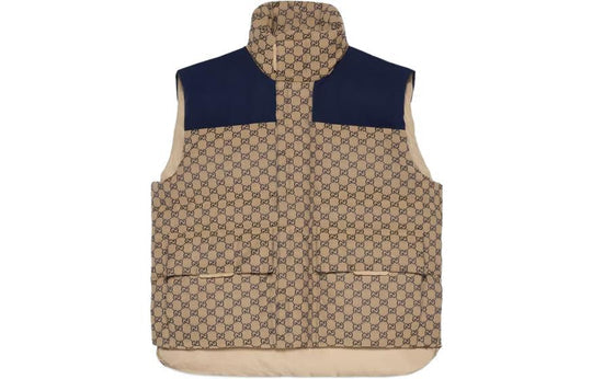 Gucci GG Canvas Down Vest With Detachable Hood 'Beige Navy' 710586-Z8A58-9120