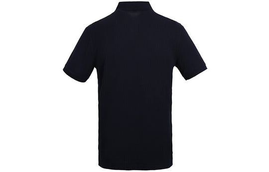 Men's Burberry Collar Embroidered Small Label Short Sleeve Polo Shirt Navy Blue 40551251