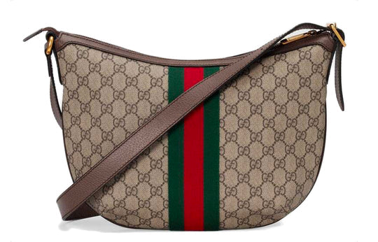 (WMNS) Gucci Ophidia Logo Stripe Webbing Canvas Shoulder Messenger Bag Small / Brown 598125-9IK3T-8745