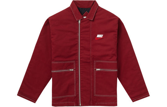 Supreme FW18 x Nike Double Zip Quilted Work Jacket Burgundy SUP-FW18-536