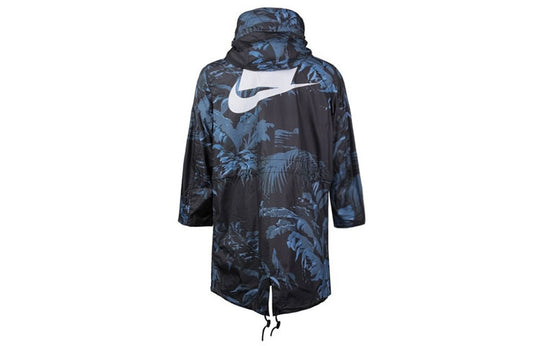 Nike Nsw Parka Aop Woven Printing mid-length hooded Jacket Blue Black Blueblack AR1599-010