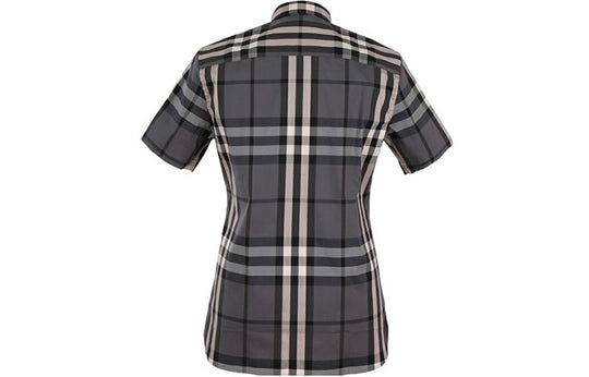 Men's Burberry Plaid Short Sleeve Shirt Gray 40039351