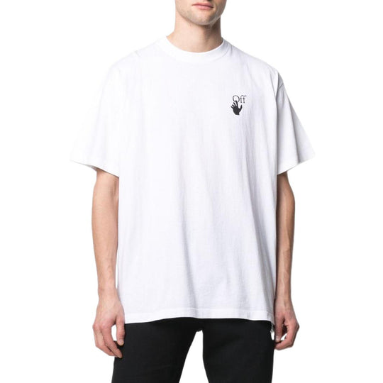 Men's Off-White SS22 Solid Color Arrow Logo Printing Round Neck Short Sleeve Loose Fit White T-Shirt OMAA038R21JER00201250125