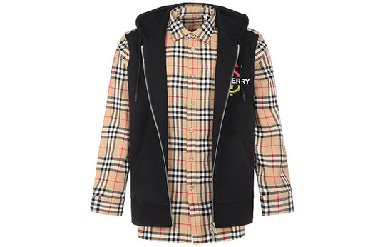 Burberry SS21 Plaid Letter Printing Coat Male Black 80340091