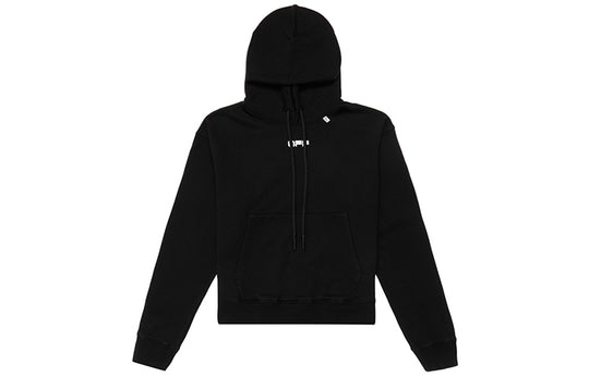Off-White Black Wavy Logo Slogan Printing Loose Fit OMBB037R20E300041001