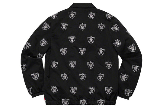 Supreme SS19 x NFL x Raiders x 47 Embroidered Harrington Jacket Crossover Full Print Logo Unisex Black SUP-SS19-863